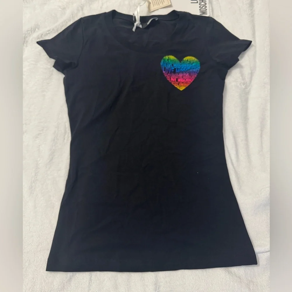 Love Moschino Rainbow Foil Heart Logo Tee
Black US Size 2 - Picture 1 of 8